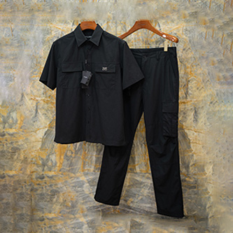 dolce gabbana cotton utility short-sleeve shirt and trousers